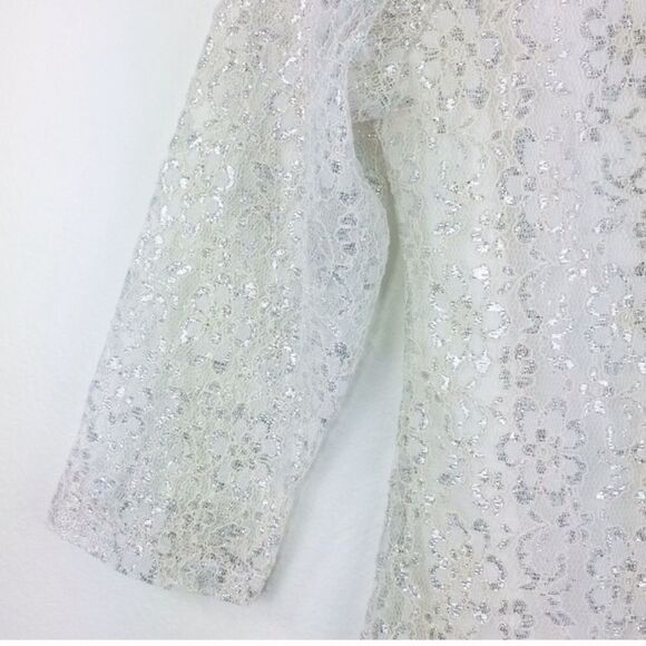 La Vanya NEW white lace silver embellished pullover tunic blouse - Picture 5 of 7